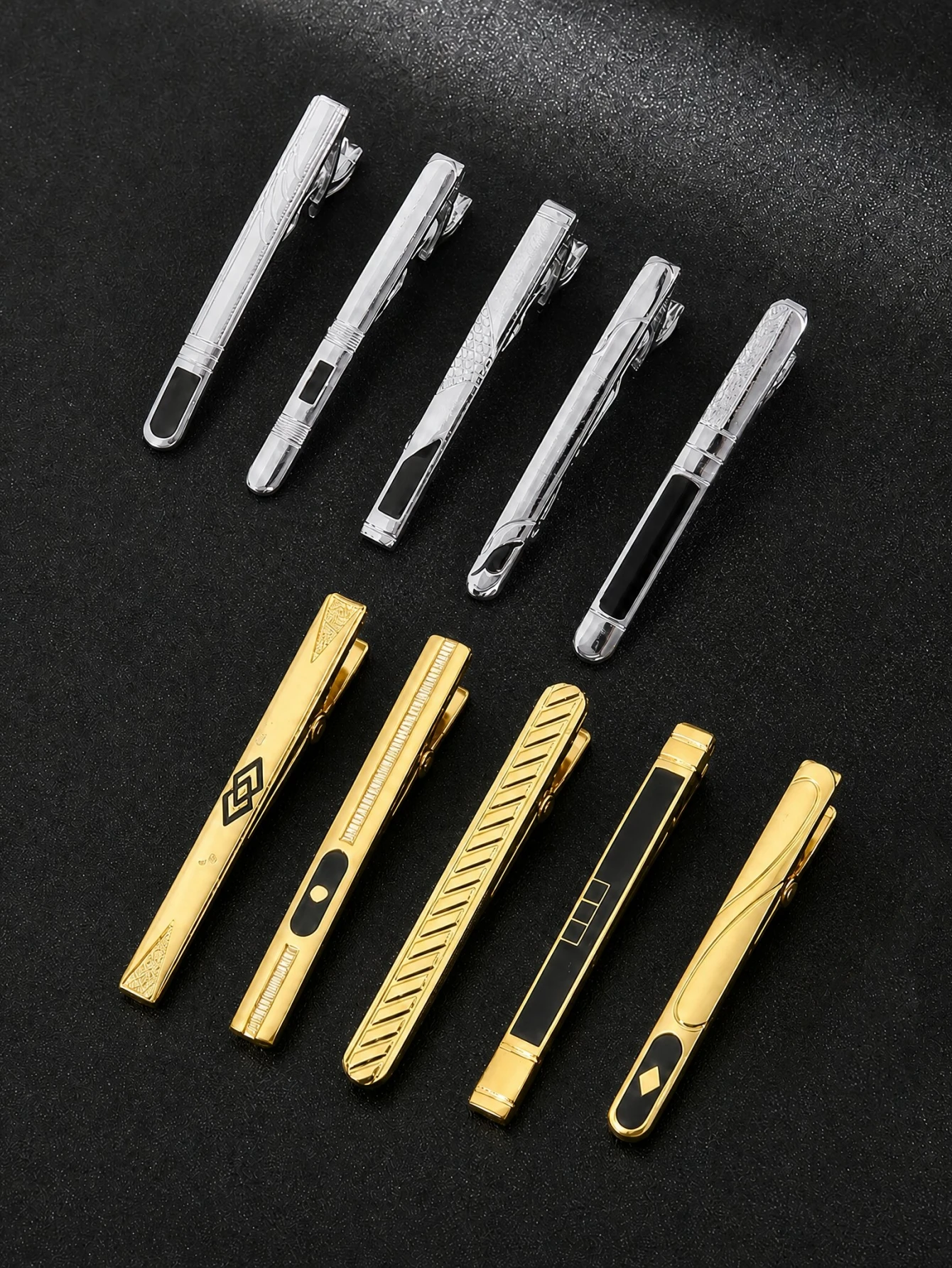Tie Bar Set Gift - Męski klasyczny metalowy zestaw spinek do