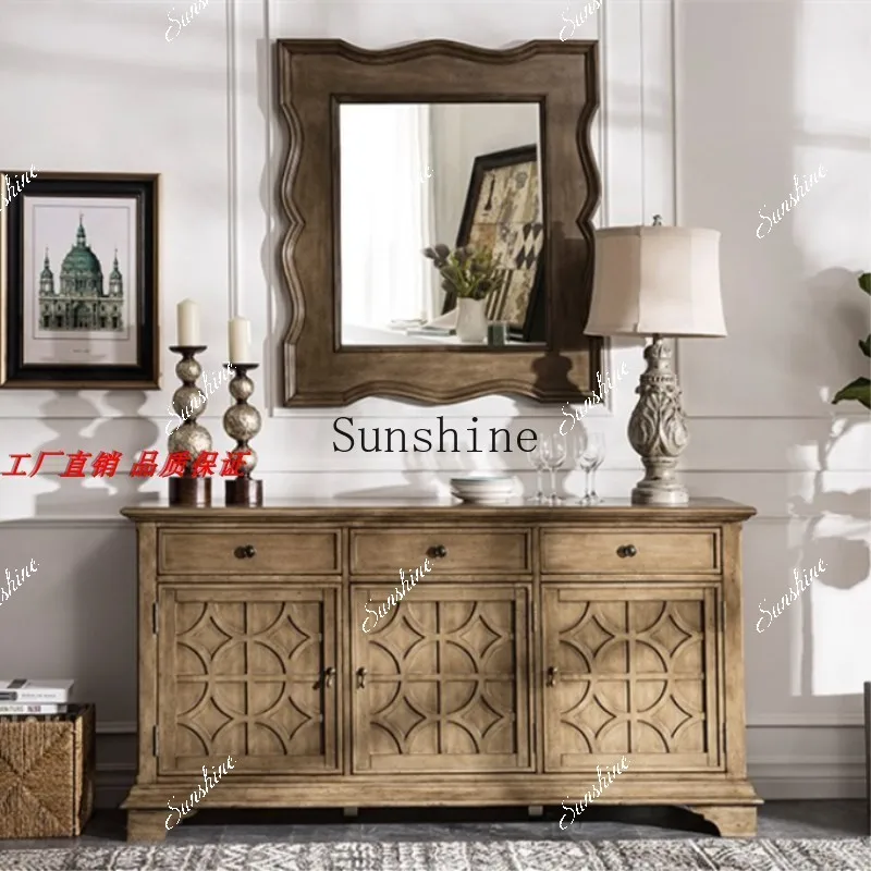 

American rural entrance locker retro multi-functional dining side simple old carved foyer FT