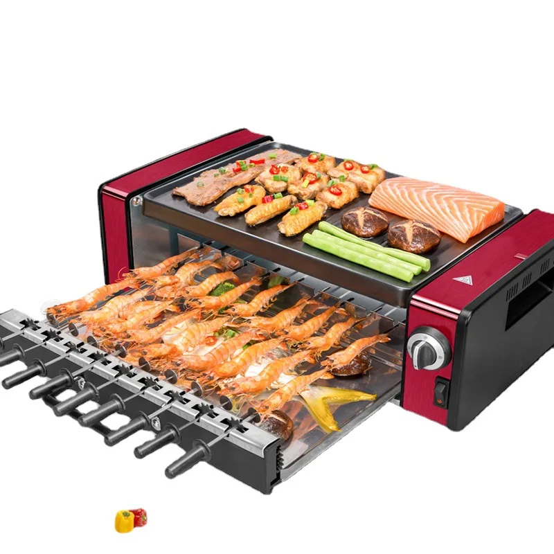 Electric BBQ Grill Manufacturer Wholesale Double Layer Skewers Machine Automatic Rotating Korean Non-Stick Electric Grill