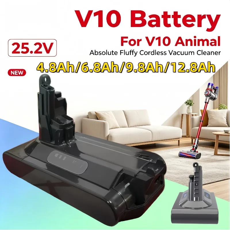 For V10 Series Vacuum Cleaner Battery 25.2V 4.0Ah 6.0Ah 9.0Ah 12.8Ah Animal Absolute Fluffy