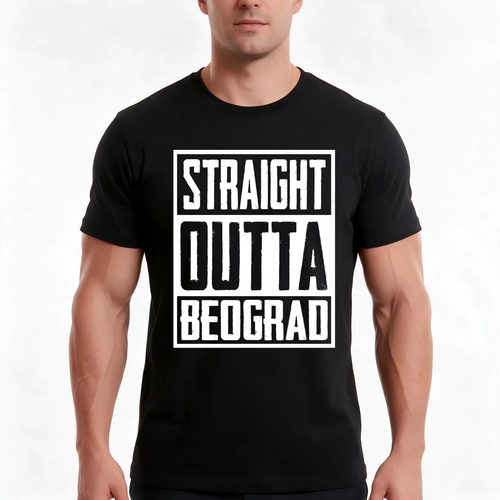 Straight Outta Beograd Srbija T-Shirt, Summer Casual Cotton Tee, Oversized Streetwear Tops, Vintage Graphic Print, 100% Cotton