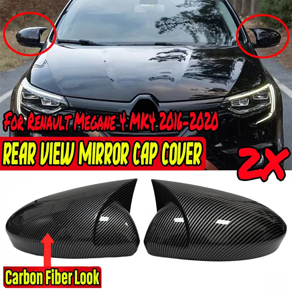 

For Renault Megane 4 MK4 2016-2020 Car Rearview Side Mirror Cover Wing Cap Sticker Exterior Door Case Trim Carbon Fiber Auto