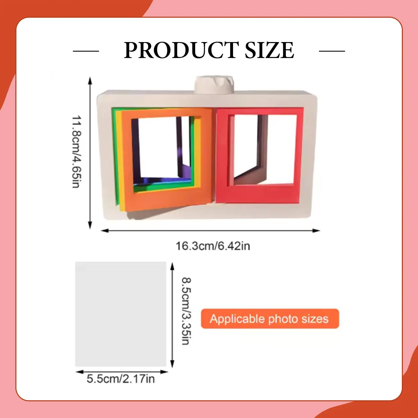 Rotating Desktop Photo Frame, Multicolor Plastic Stand