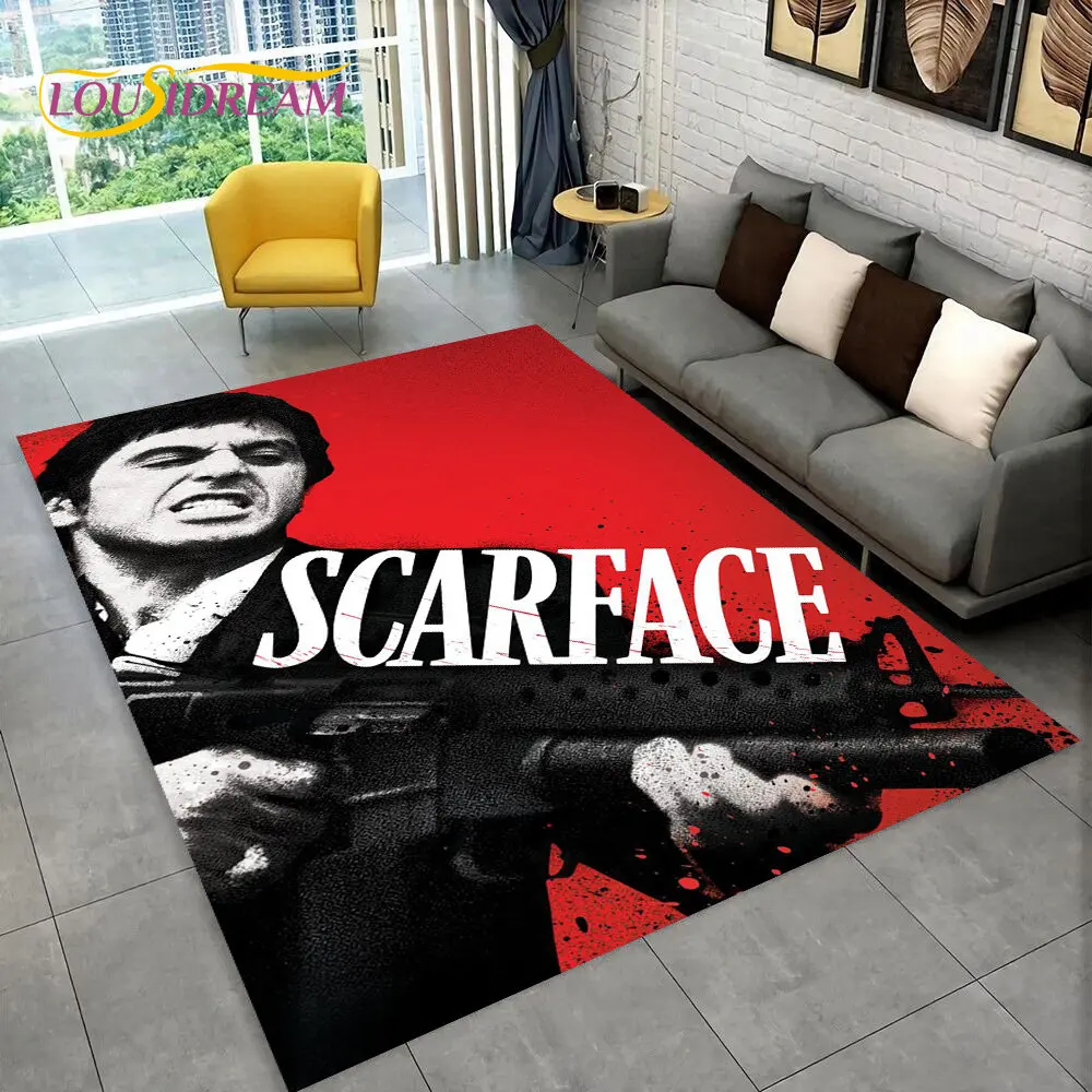 Alfombra grande de área de impresión 3D de la película Scarface Tony, sala de estar alfombra para, dormitorio, sofá, Felpudo de decoración, alfombra