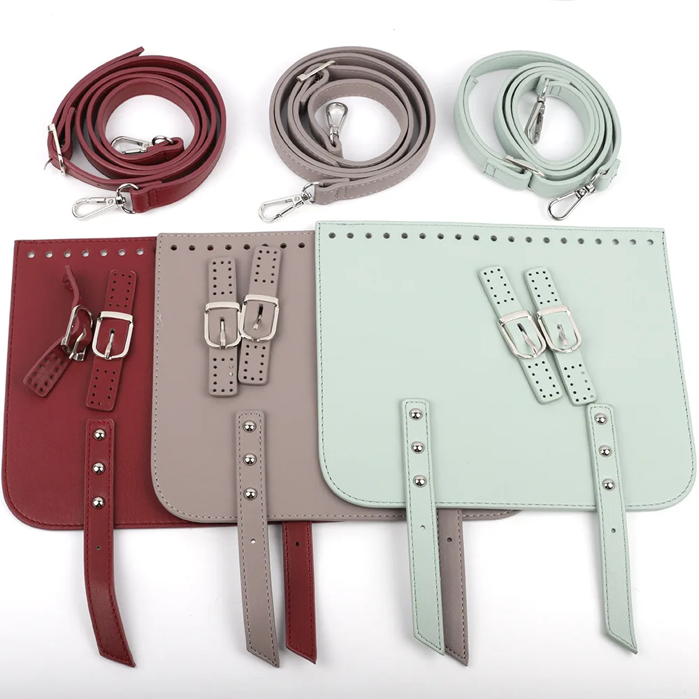 

3pcs/set DIY Knitting Crochet Leather Bag Sewing Material Bags Cover Adjustable Shoulder Strap for Handmade Handbag Accessories