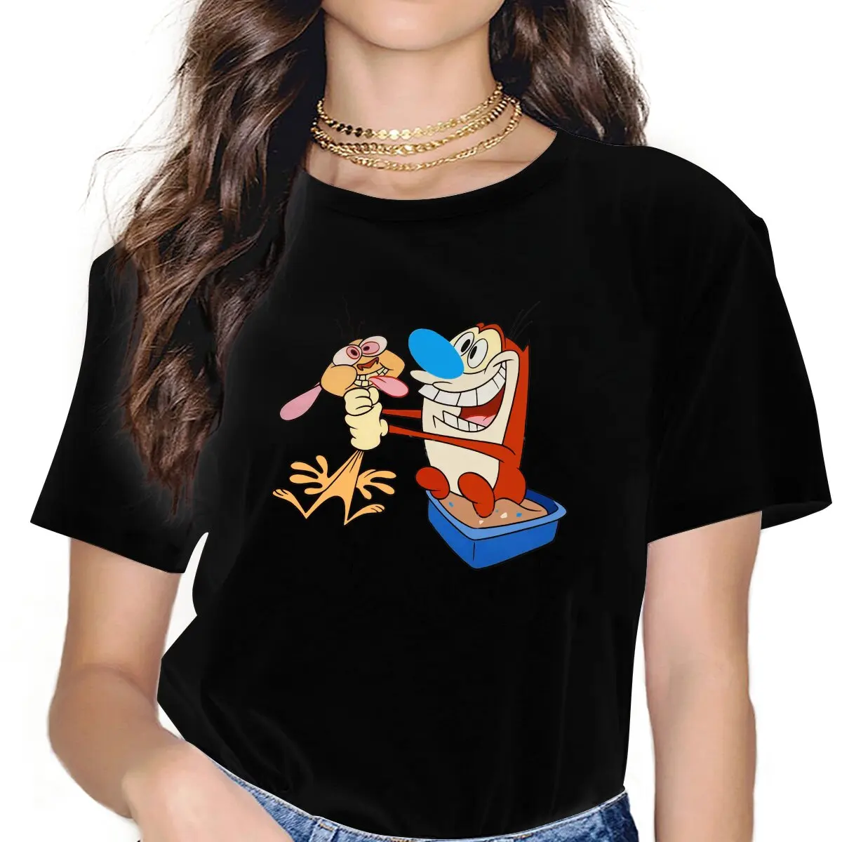 

Game Ren And Stimpy Funny T Shirt Harajuku Alternative Women's Polyester Tshirt O-Neck