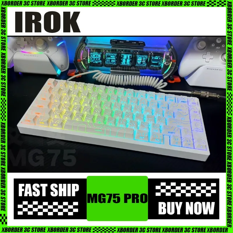 

Механическая клавиатура IROK MG75 PRO со всеми алюминиевыми магнитными осями, 75% проводное соединение, лампа ARGB, флагманский чип MCU, игровой офис