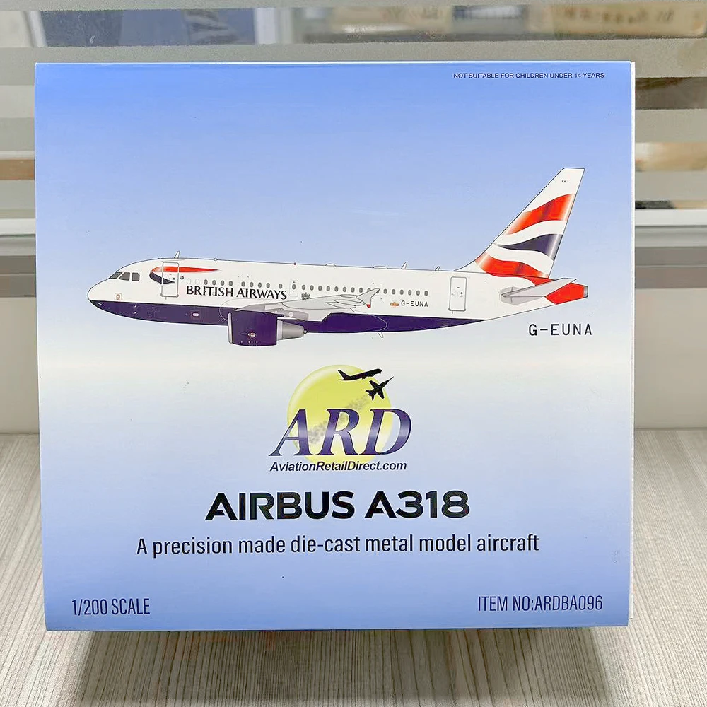Modelo a Escala 1/200 del Airbus A318 de BRITISH AIRWAYS, G-EUNA, ARDBA096, para Colección