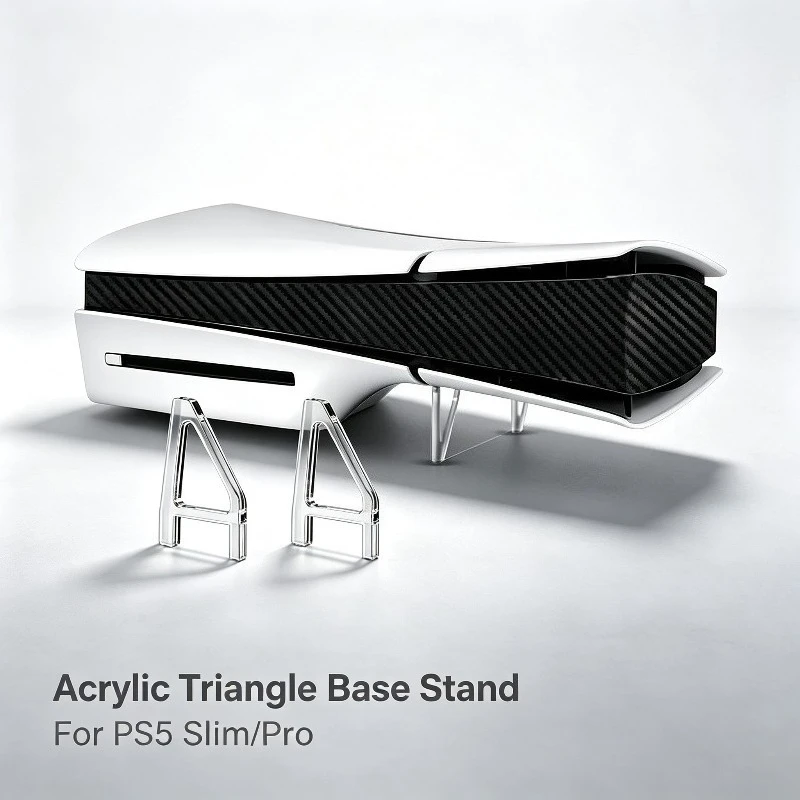 For PS5 Slim PS5 Pro Horizontal Stand 2 Pcs Clear Acrylic Triangle Base, Non-Slip Vertical Support Holder Sturdy Console Stand