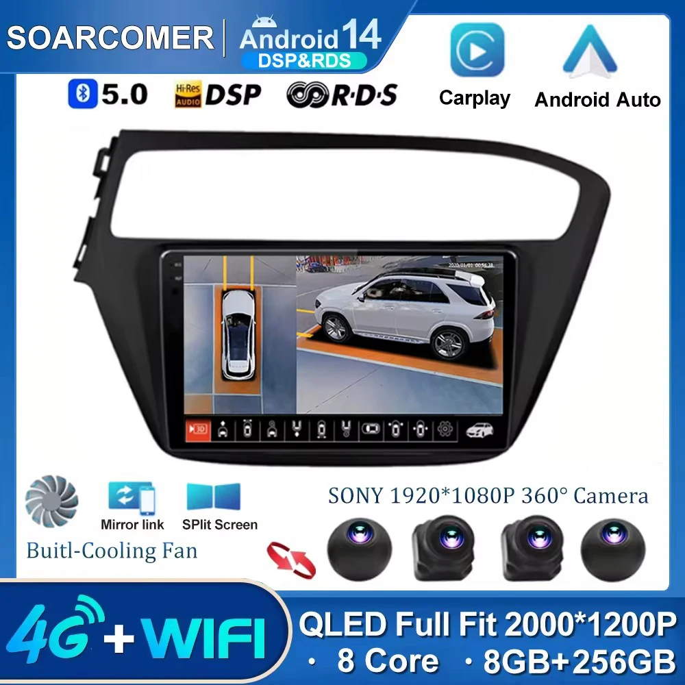 

Android 14 For Hyundai I20 2018 2019 Car Radio Multimedia Player LHD 2.5D QLED IPS Auto Carplay GPS Navigation DSP RDS BT DVD