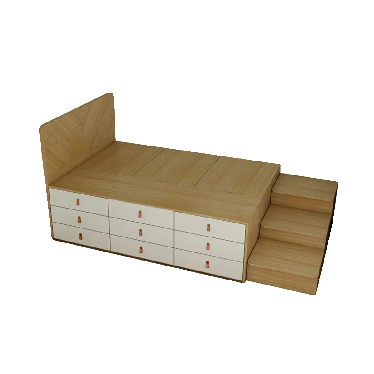 Small apartment high box bed drawer storage bed tatami with foot steps semi-high single bed space-saving customization