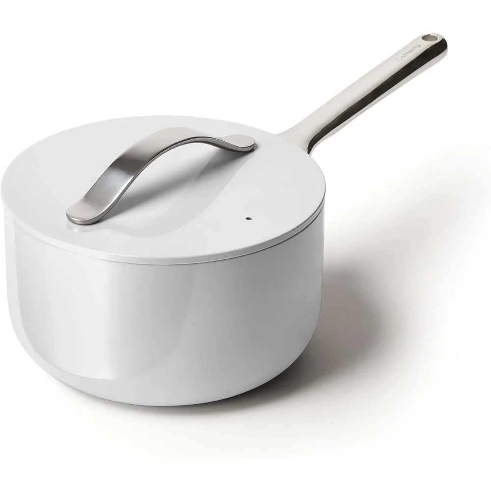 

Nonstick Ceramic Sauce Pan with Lid (3 qt) - Non Toxic, PTFE & PFOA Free - Oven Safe & Compatible with All Stovetops (Gas, Elec