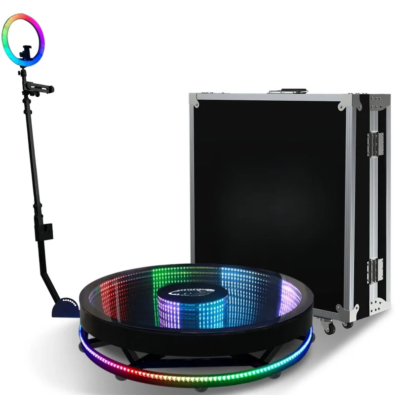 

360-Degree colorful ring photo booth live broadcast 360 rotating selfie station