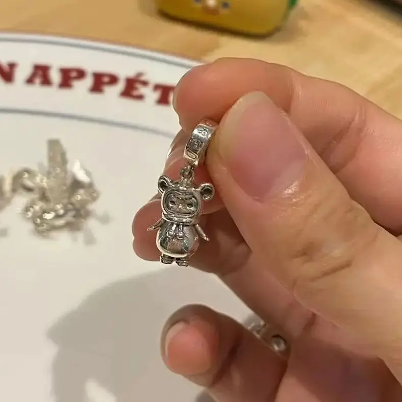 925 Sterling Silver Anime Game Pucky Bear Charm Bead For Pandora Bracelet Bangle European Jewelry Fans Collection Gift