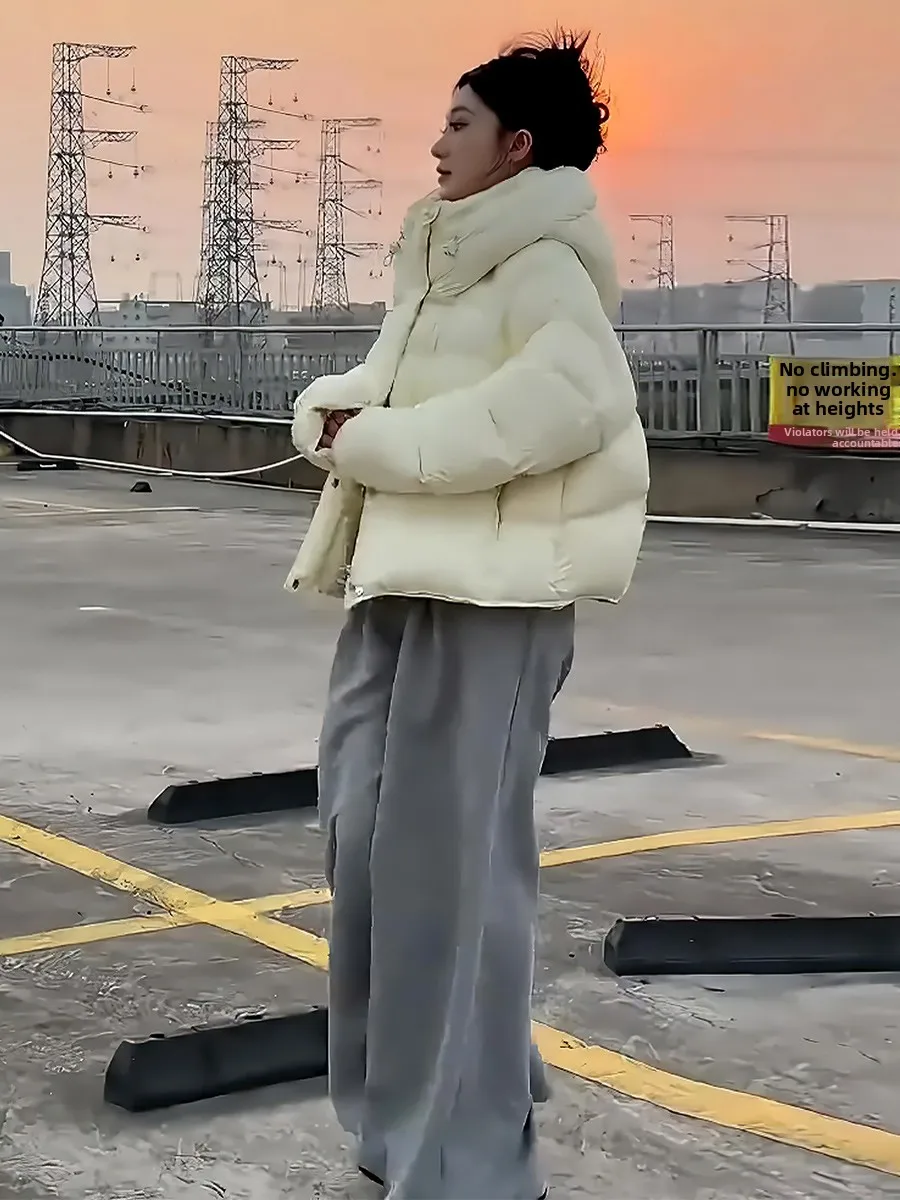 معطف نسائي ort White Du down Jaet Thiened Dstring بقلنسوة ملابس خارجية دافئة معطف شتوي عصري للتنقل Sle 2024