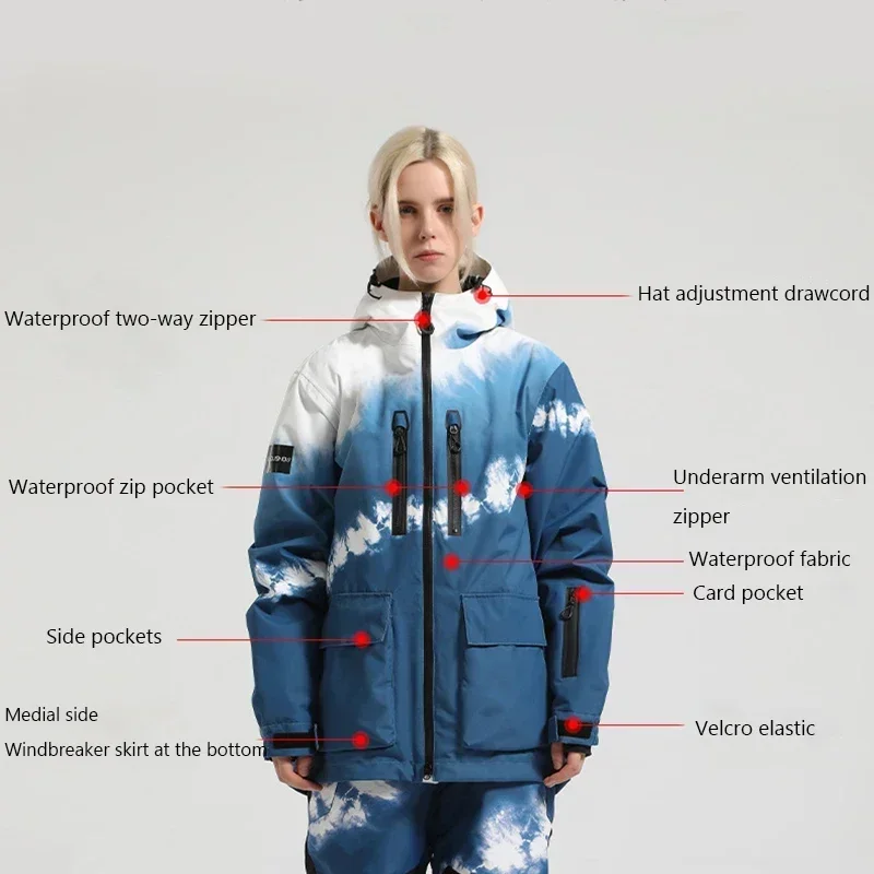 Outdoor Winter Warm Skiing Jackets 2025 New Thickened Ski Clothes Sport Waterproof Jacket Loose Couple Snow Coats Snowboard Tops