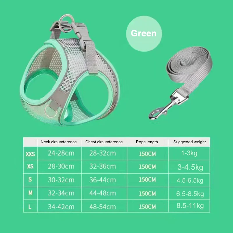 Breathable Puppy Dog Harness Vest Adjustable Outdoor Walking Pet Lead Leash for Small Cat Chihuahua Chest Strap Stuff - view 6
