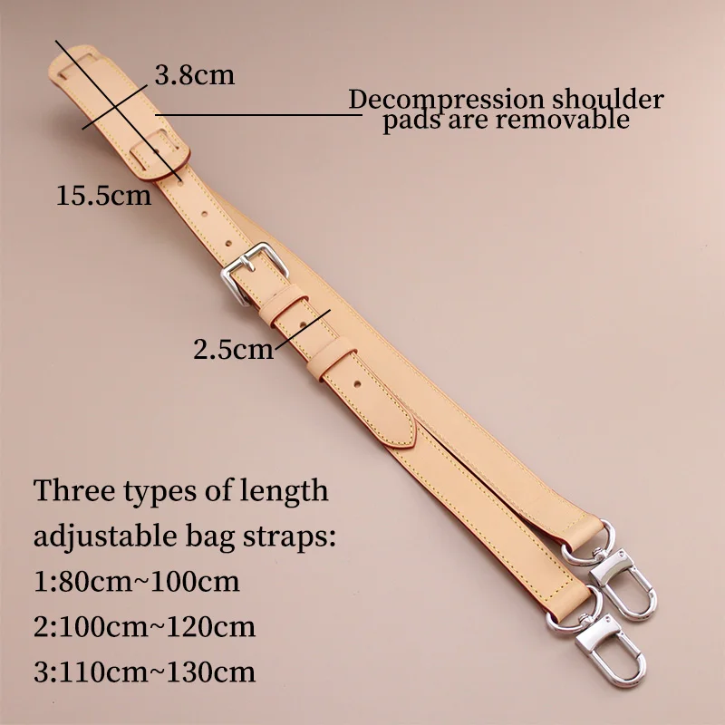 Hot Vachetta Leather Bag Strap Adjustable Shoulder Straps Handbag Replacement Width 2.5cm Bag Strap Women's Bag Accessories