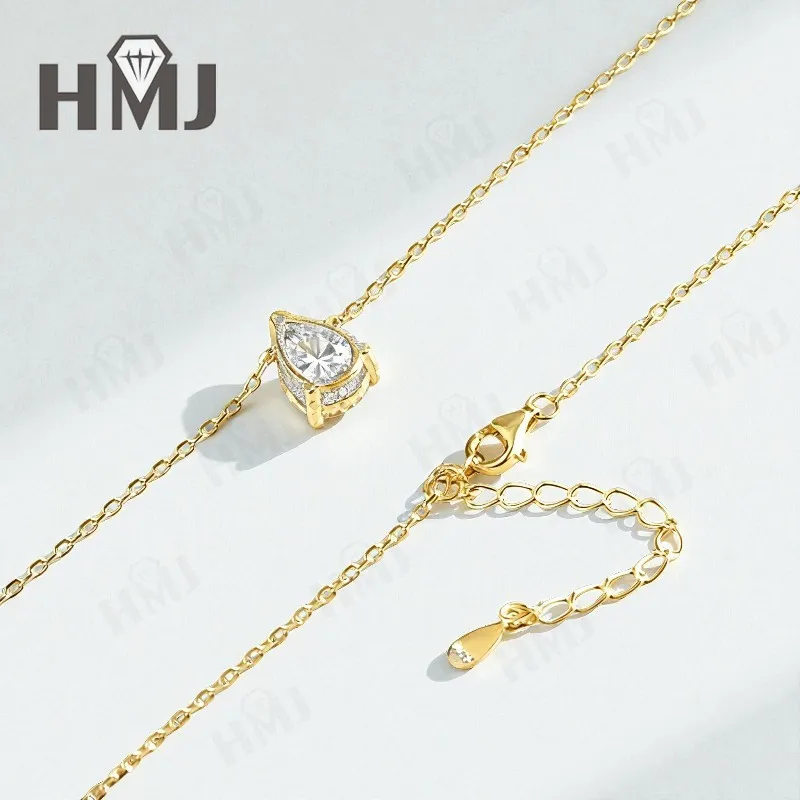 Moissanit-Halskette mit 1/2/3/4 Karat D-Farbe Birnenförmiger Moissanit S925 Vergoldete Kette in Weiß, Gelb oder Roségold für Damen, Verlobung, Alltag und Charme – Detail 27