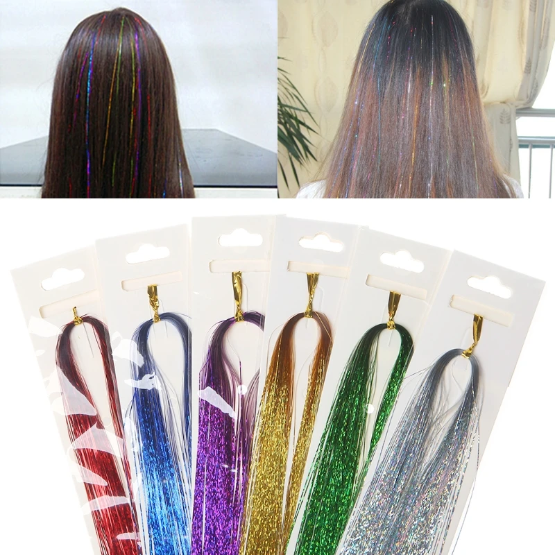 Tinsel Hair Synthetic Extensions Flareing Accessories Tinsel Shiny Glitter 92cm