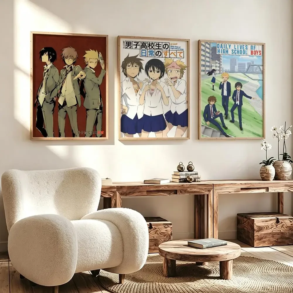 anime Daily Lives of High School Boys HD Waterproof Self Adhesive Wall Art Print Decor for Bedroom Living Room Gift