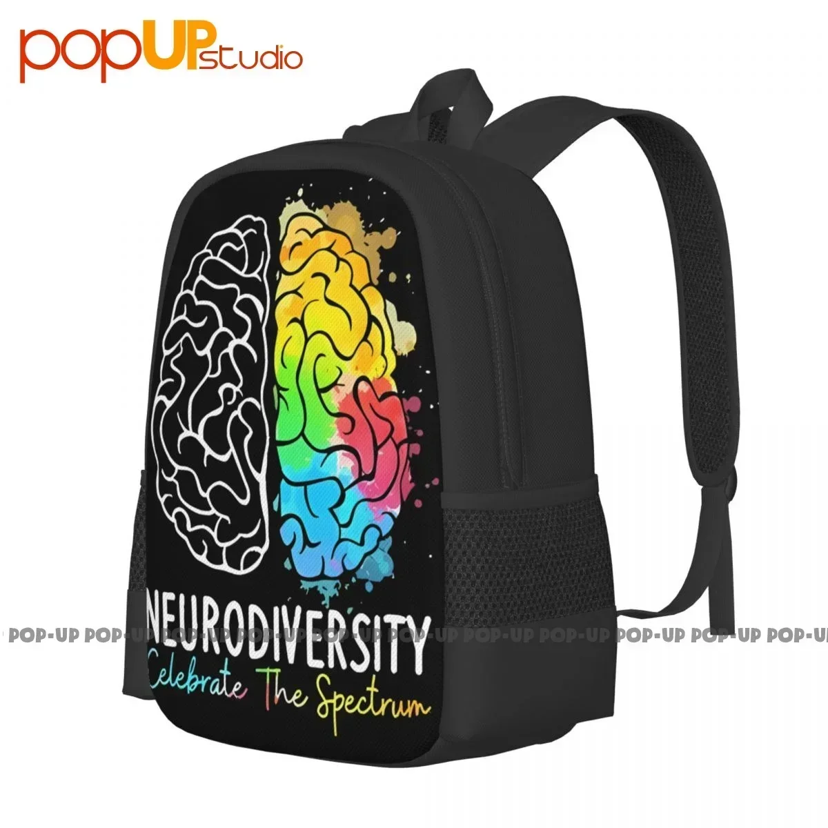 Neurodiversity Autism Spectrum Asd Adhd Rainbow Brain P-21 Backpack Large Capacity Travel Gym Tote Bag