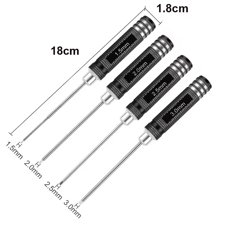 六角ドライバーセット 1.5mm 2.0mm 2.5mm 3.0mm ツールキット FPV レーシング ドローン ヘリコプター 飛行機 車 ボート用 - RC 修理ツール