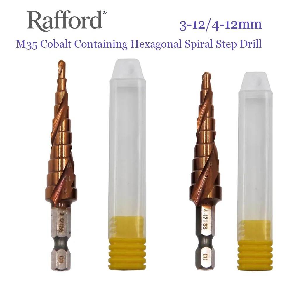 Taladro escalonado en espiral Hexagonal M35 que contiene cobalto, herramienta de corte de taladro Pagoda de 3-12/4-12mm, herramienta de broca