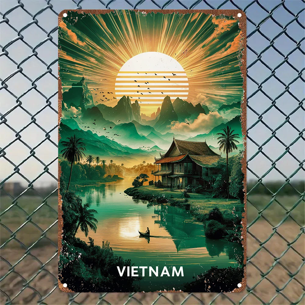 Vietnam-Inspired Retro Aluminum Wall Art Sign, Durable  Metal Plaque, Unique Design, Easy to Hang, with for Home, Office,