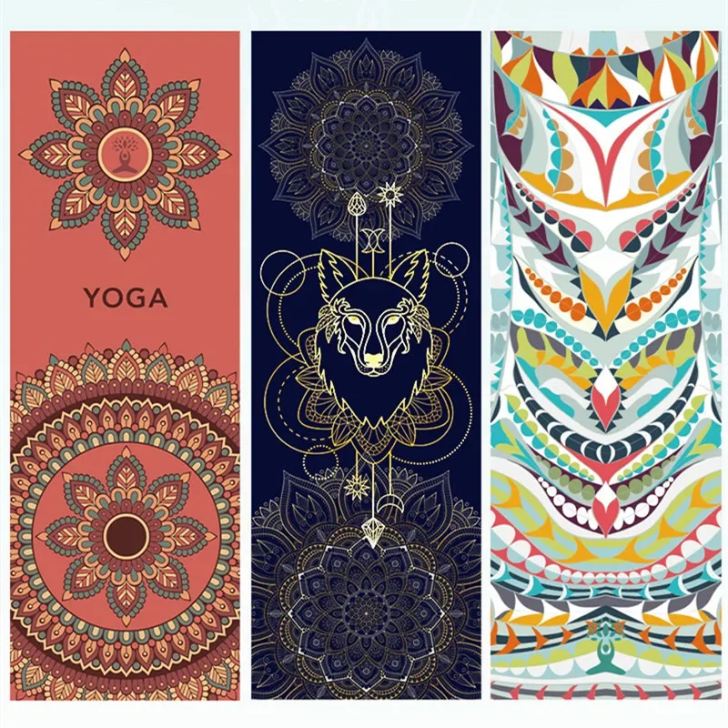 Hot Yoga Mat Towel 185*63cm Printed Yoga Towel Non Slip Fitness Workout Mat Cover for Pilates Gym Yoga Blankets