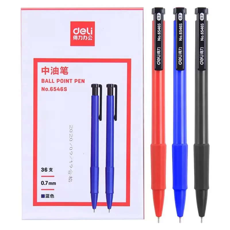 

Deli Ballpoint Pens Black Press Oil Pen Student Ball Point Pen 0.7mm Telescopic Neutral Pens Office Business Student Supplies