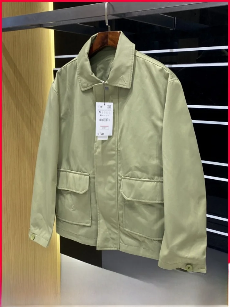 

Spani Series Faionable Outdoor Men's Jaet with ket Autumn Winter Casual Sle Stand Fit Trendy Collar Zipper Closure