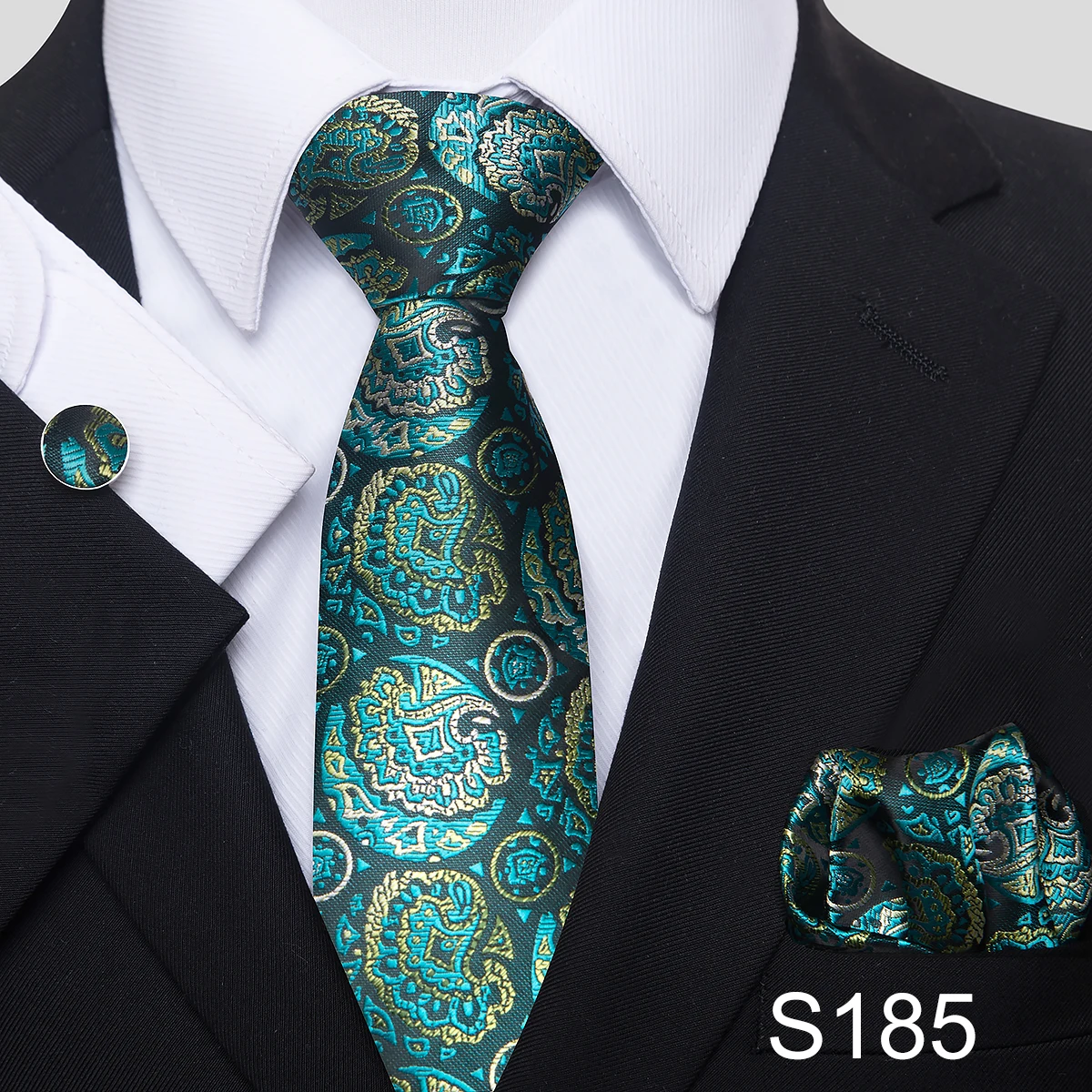 Men's Tie 3-Piece Set, Geometric Paisley Design, Suitable for Formal Business, Banquets, and Weddings