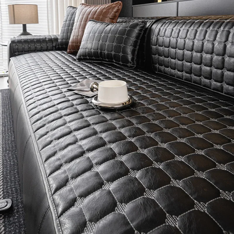 Leather Block Sofa Cushion 2026 New Season Anti Slip Cushion Wear-resistant and Anti Cat Scratch Multi Size Sofa Cover Cloth