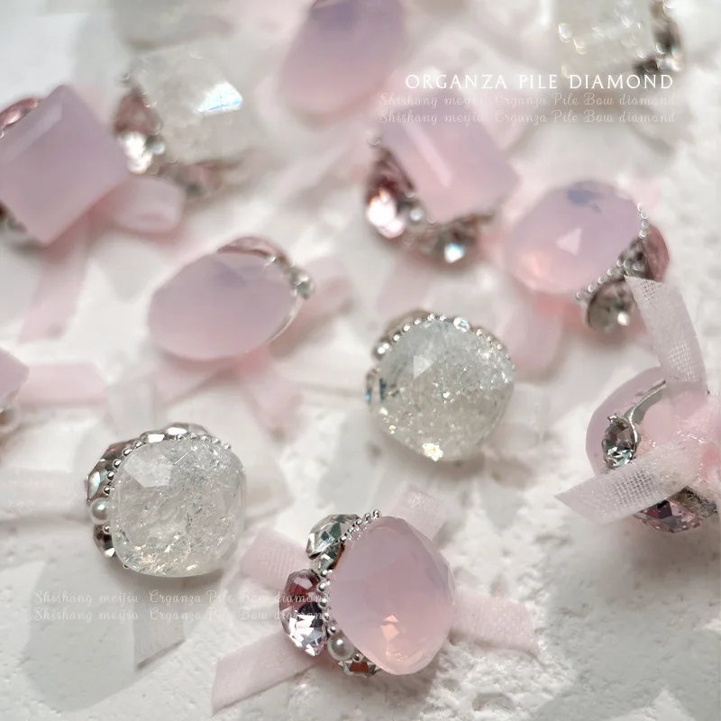 5PCS 3D Organza Ribbon Bow Nail Art Charms Accessories Rhonestones Parts For Nails Decoration Supplies Manicure Decor Material - Image 3