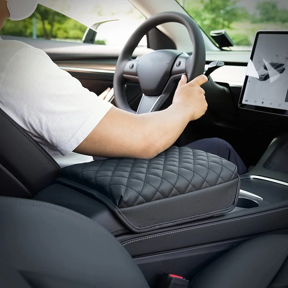 Voor Tesla Model Y 3 Highland Console Cover Armsteun Kussen Krasbestendige Faux Lederen Middenconsole Beschermer Accessoires