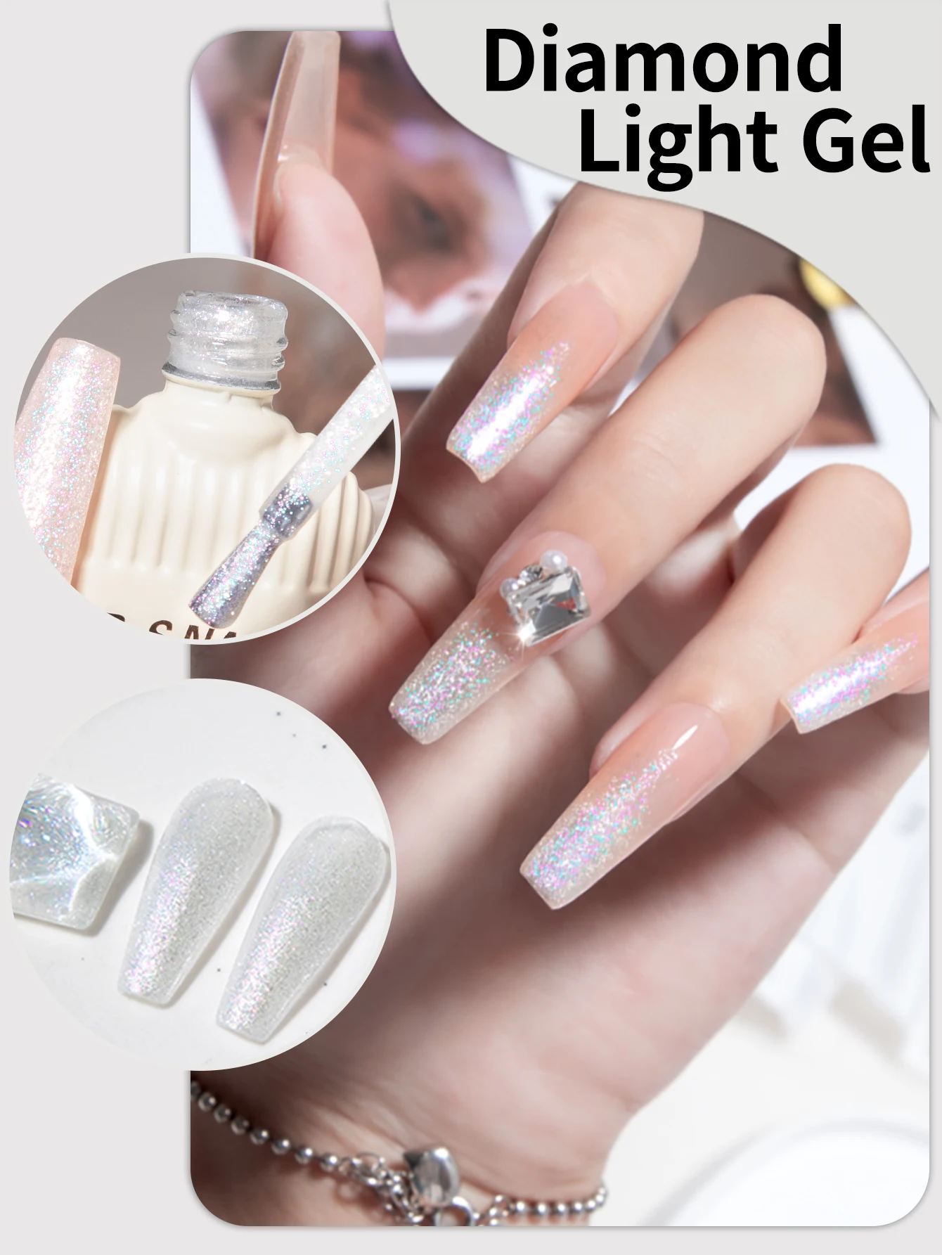 RS NAIL 10g Sparkling Glitter Gel Nail Polish Reflective Diamond Light Gel Soak Off UV LED Semi-permanent Nail Art Gel Varnish