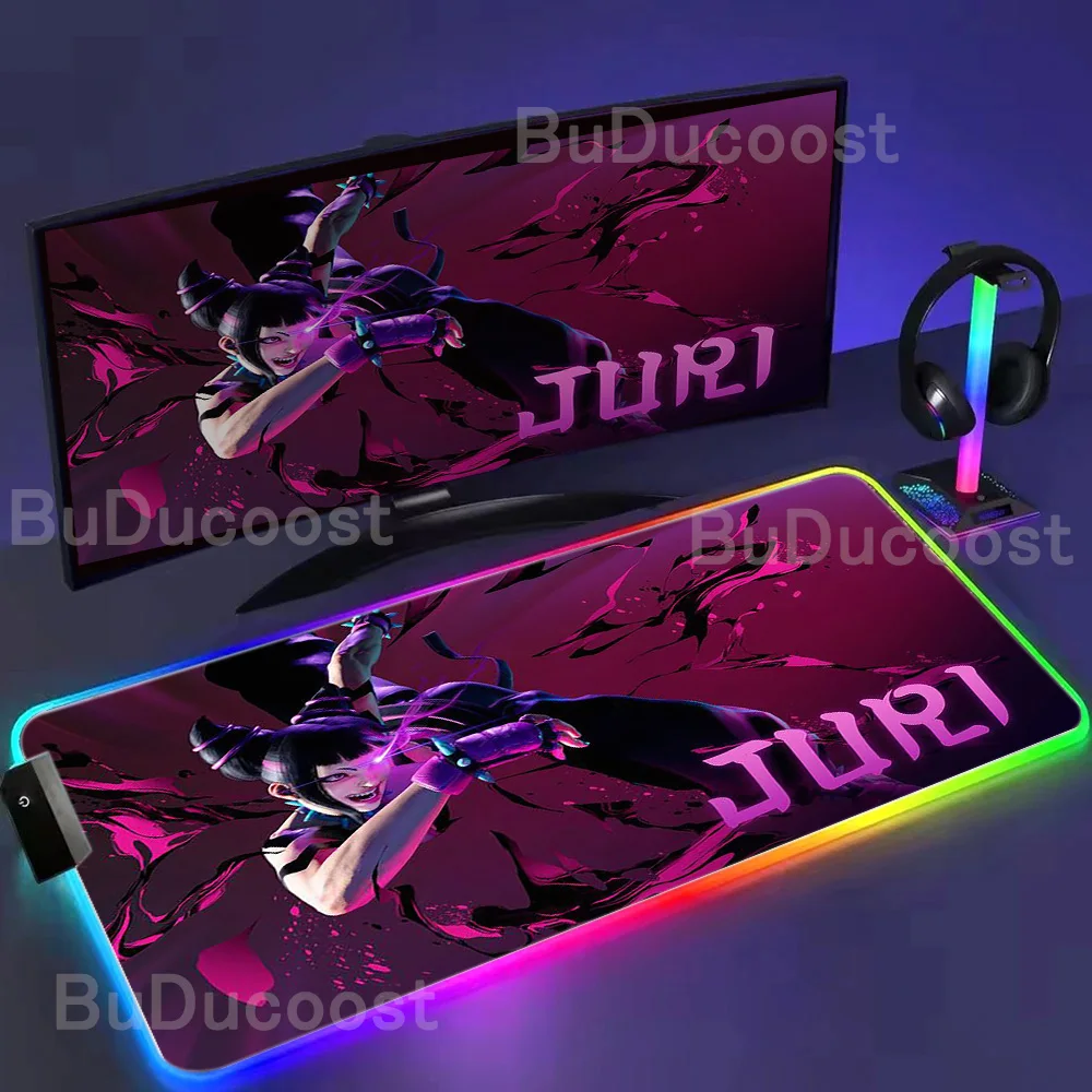 

Коврик для мыши RGB, хит продаж, резиновый коврик для мыши в стиле аниме для девочек J-Juri S-Street F-Fighter 6, настольный коврик, игровые аксессуары, геймерский коврик для мыши XXL