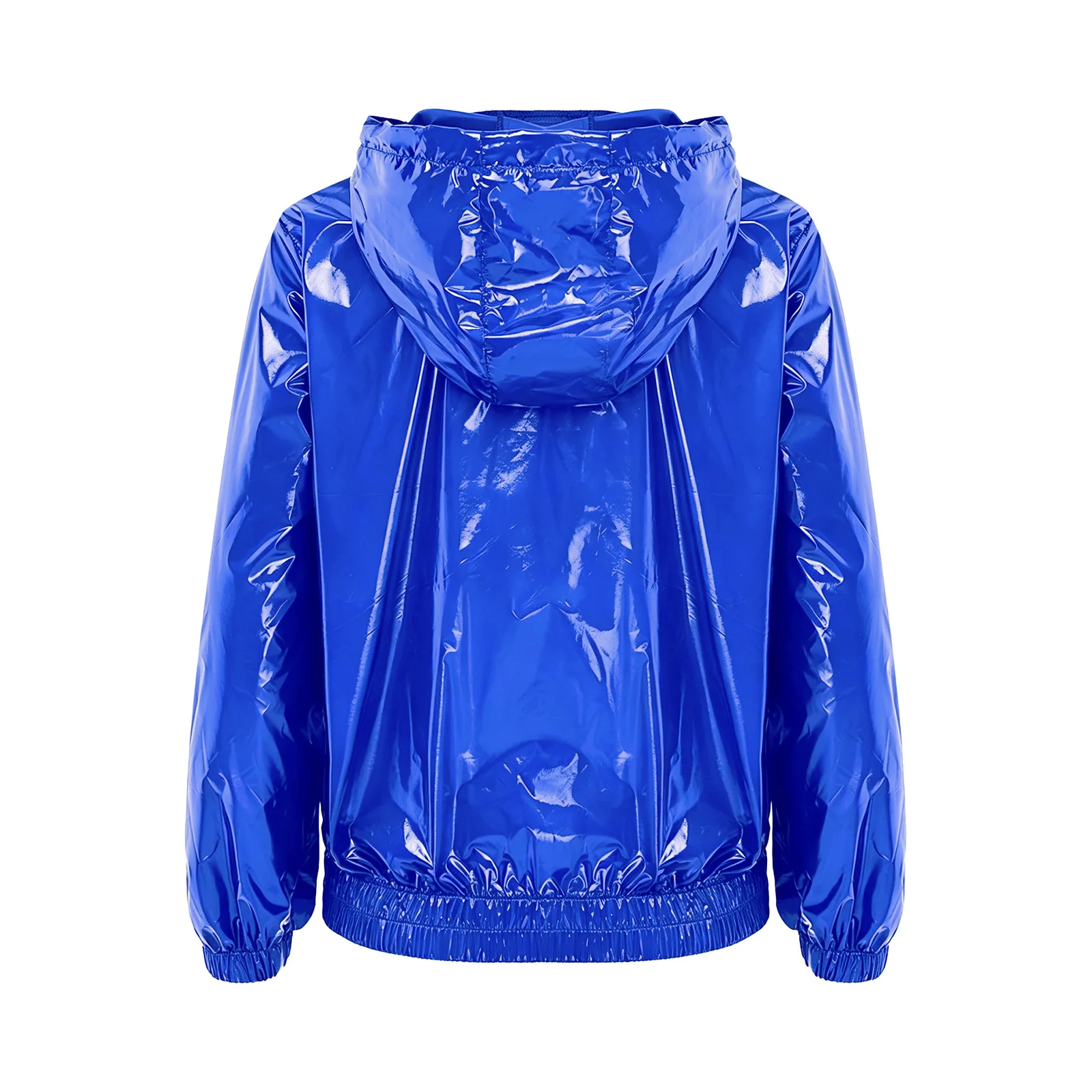 Kids Boys Water Resistant Hooded Jacket Long Sleeve Front Zipper Drawstring Hood Athletic Outerwear Raincoat Jazz Dancewear