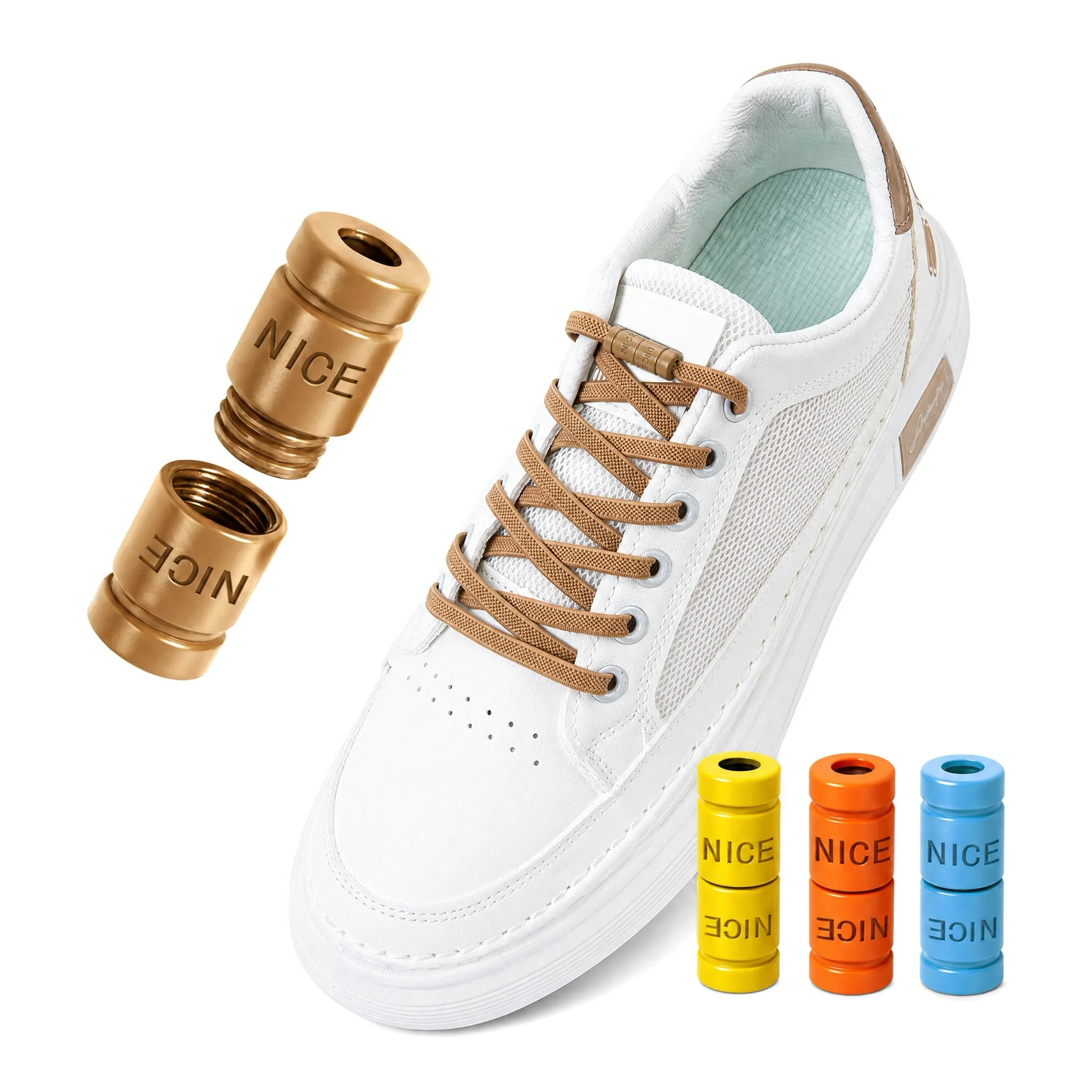 2/4 Pair Elastic Laces 6mm Metal Capsule Lock Buckle No Tie Shoelaces Buckle Tieless Lazy Shoelace Decorations Shoe Accessries