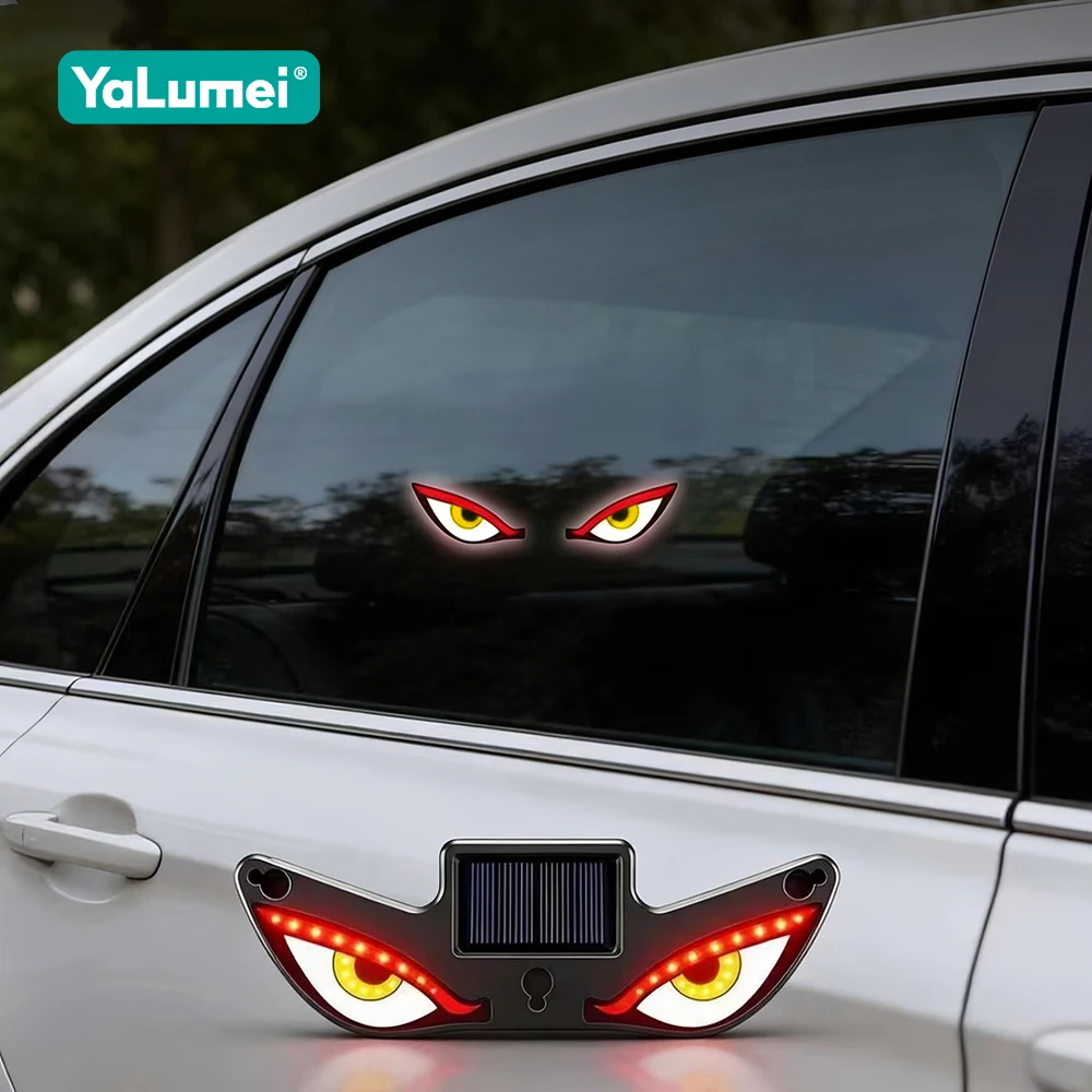 Universal Solar LED Devil Eye Ambient Light Solar Powered Breathing Neon Light Car Decoration Rear Windshield Atmosphere Lights