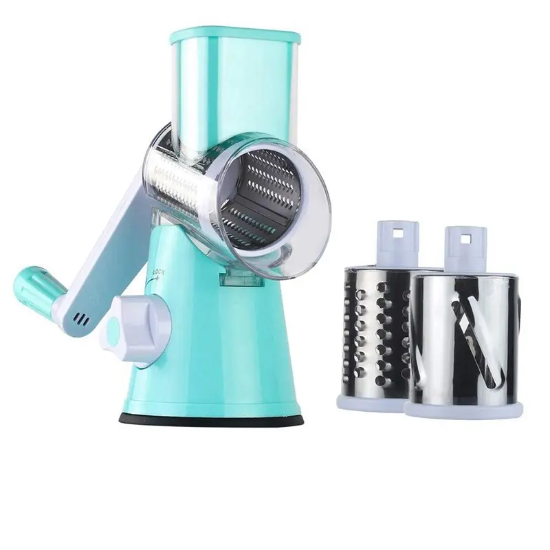 

ABVS Роторная терка для сыра с 2 барабанными лезвиями, скоростная кухонная ручная круглая шлифовальная машина для мандолины