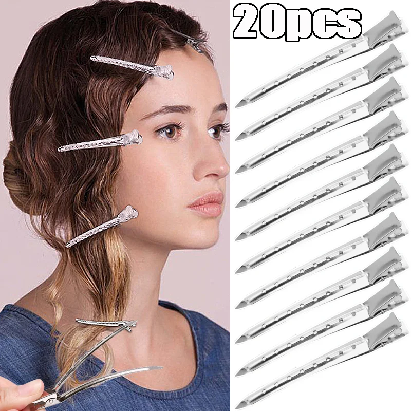 20Pcs Metal Duckbill Clip Crocodile Curly Hairpin Barrettes Lady Hairstyle Holder Fluffy Hair Root Design Salon Haircut Headwear