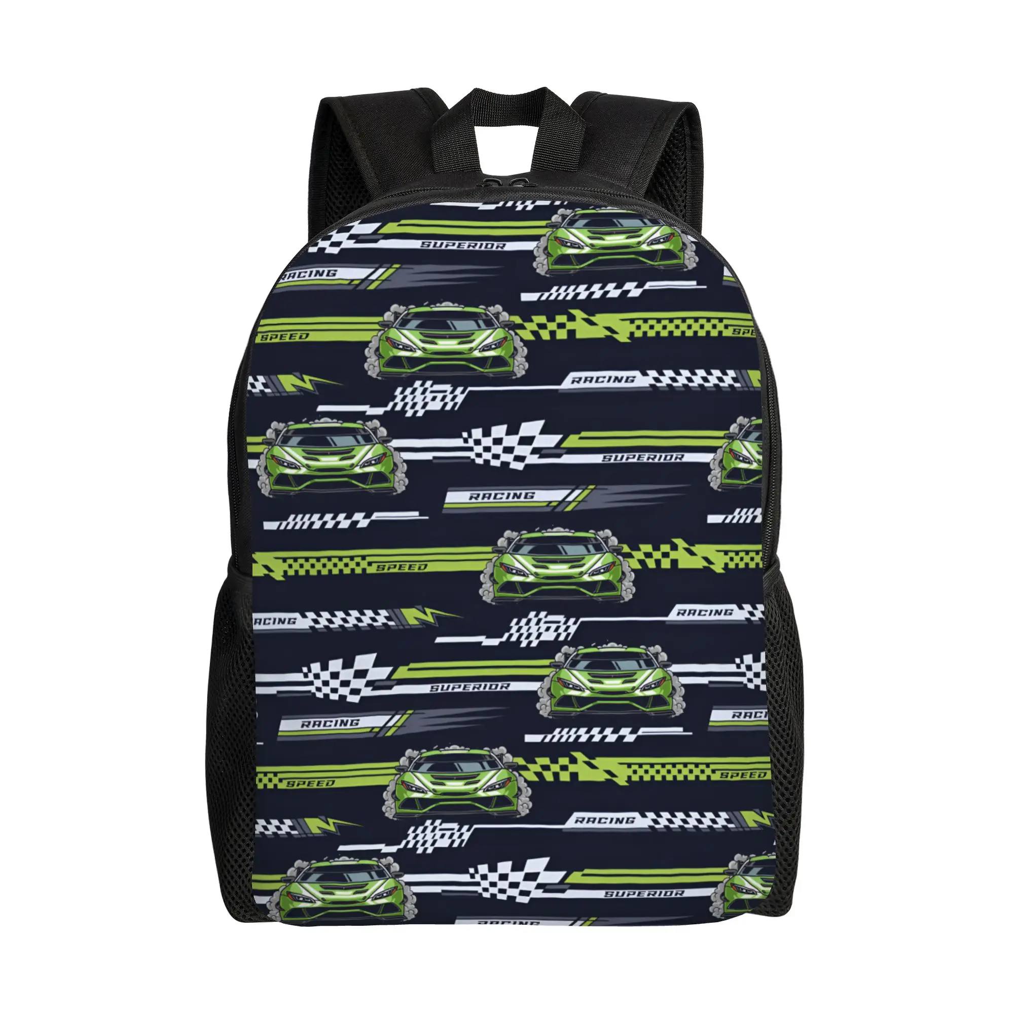 Custom 3D Print Speed Racing Backpack for Girls Boys Vintage  College School Travel Bags Women Men Bookbag Fits 15 Inch Laptop