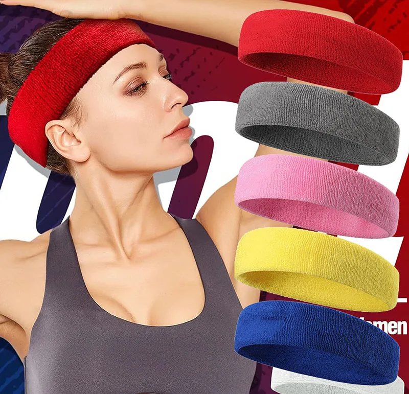 Pure Color Sports Headband Stretch Running Headwear Sweat-Absorbent Headband Women Men Yoga Basketball Fitness Sweatband