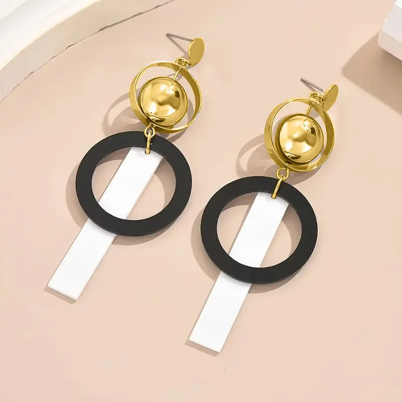Geometric Square Patchwork Stud Earrings for Women Simple Fashion Ear Jewelry Accessories Hot Sale Party Gift 2025 New Style