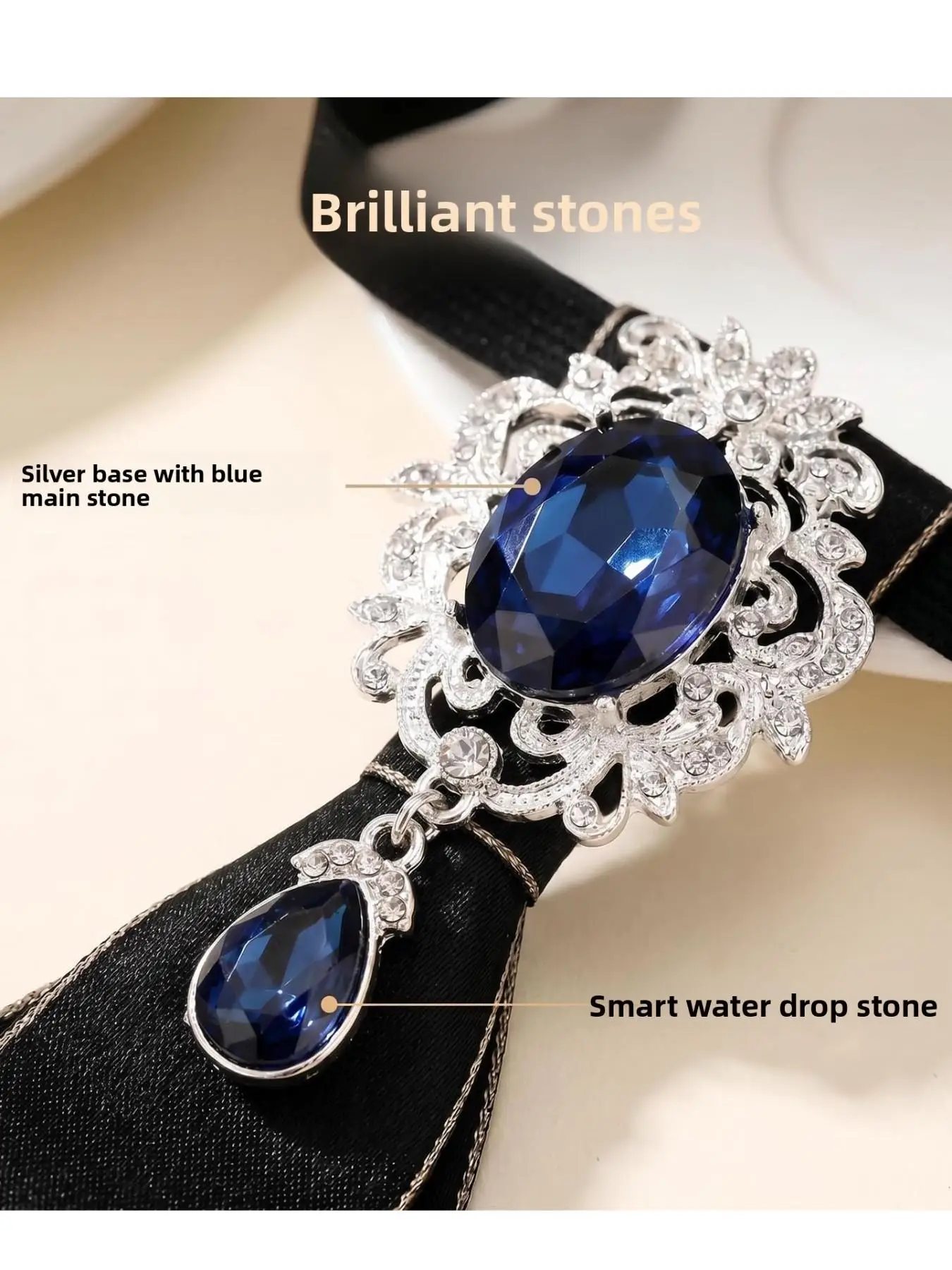 Pre-Tied Rhinestone Tie, Imitation Gem Belted Necktie, Essential for Shirts, Uniform Decoration, Party, Graduation, Daily Wear