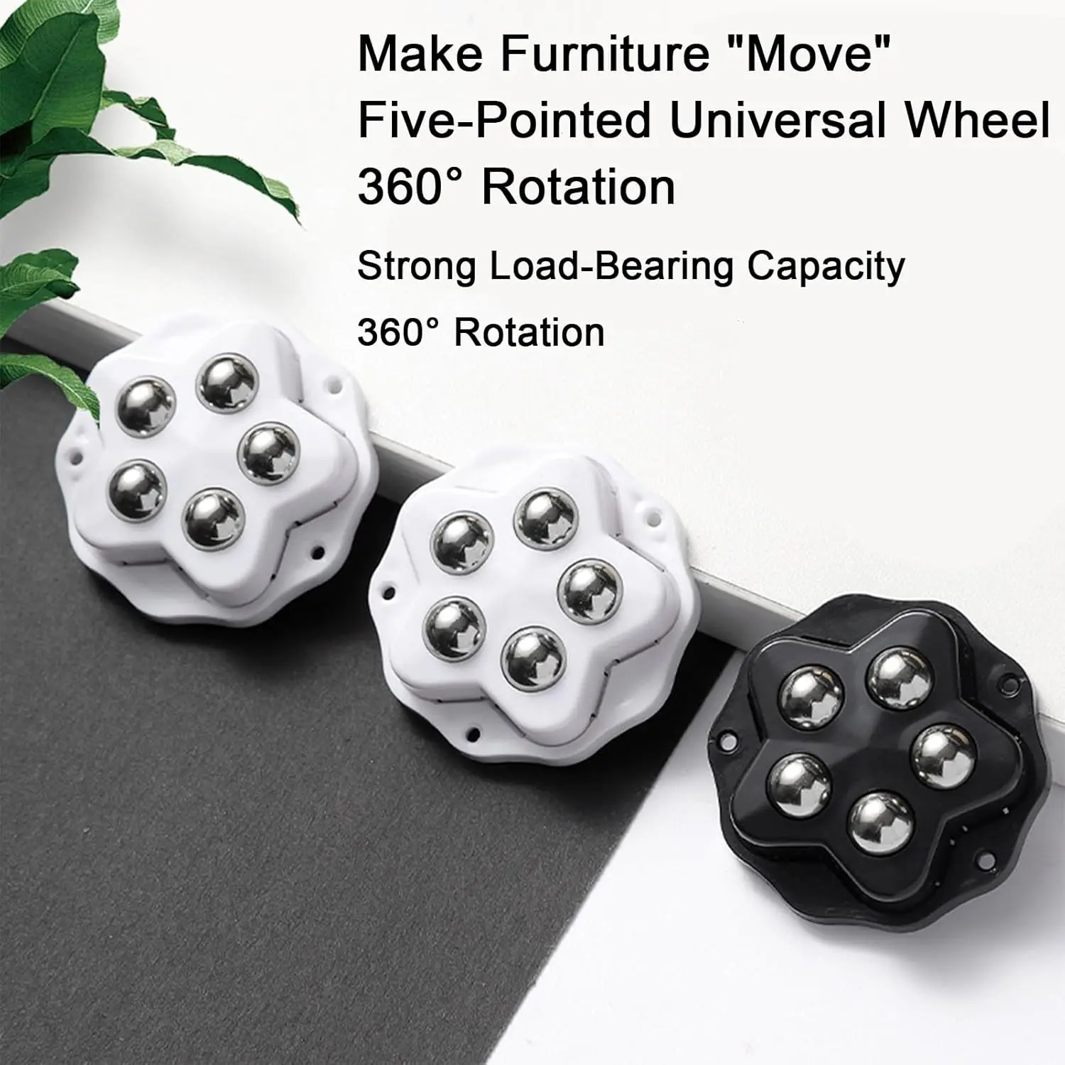 4PCS Self Adhesive Caster Wheels Super Load-bearing 5 Beads Universal 360° Rotating Wheels For Home Appliances Storage Boxes