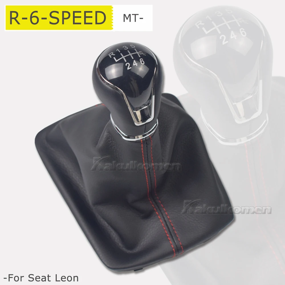 Leather Car Gear Shift Knob Lever Gaitor Boot Cover For Seat Leon III 3 MK3 2012 2013 2014 2015 2016 2017 5/6 Speed Manual