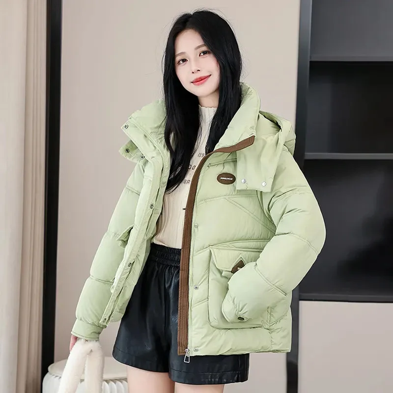 

Cotton Clothes Winter Jacket New Women's Down Cotton Jacket Loose Thicke Warm Detachable Hooded Parker Outerwear Quilted Jackets